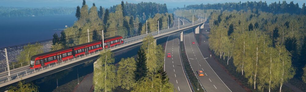 Havainnekuva Teiskontien ylittävästä uudesta Rahjukoskensillasta, jossa kulkee ratikka.